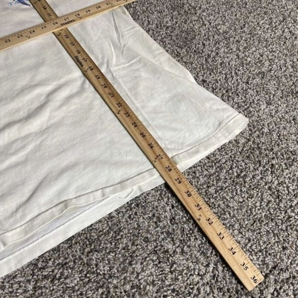 Vintage Bob Talbot Shirt Mens XL White Blue 90s Whale Art Tee Dolphin 1993 Grail - Picture 7 of 9